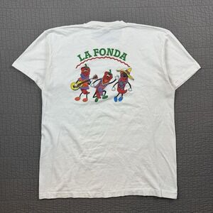Vintage 90s La Fonda Mexican Restaurant‎ T Shirt Men's XL White Single Stitch